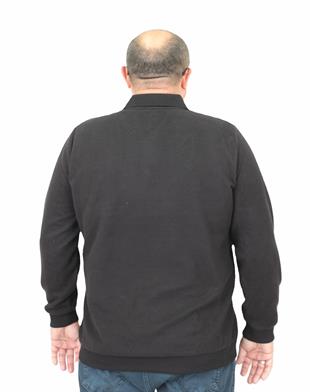 Erkek Büyük Beden Polo Yaka Sweat BSS 24404 SIYAH