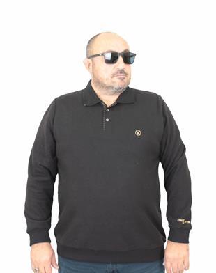 Erkek Büyük Beden Polo Yaka Sweat LV 24406 SIYAH