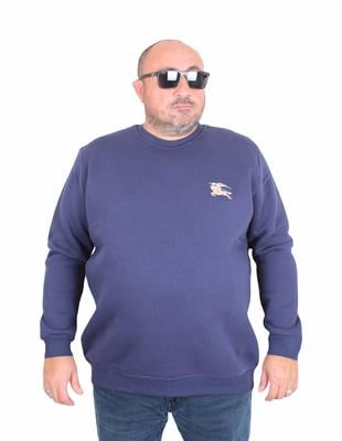 Erkek Büyük Beden Sıfır Yaka 3ip Sweat BRB 24206 INDIGO