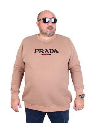 Erkek Büyük Beden Sıfır Yaka 3ip Sweat PRD 24207 S.KAHVE