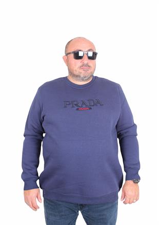 Erkek Büyük Beden Sıfır Yaka 3ip Sweat PRD 24207 INDIGO