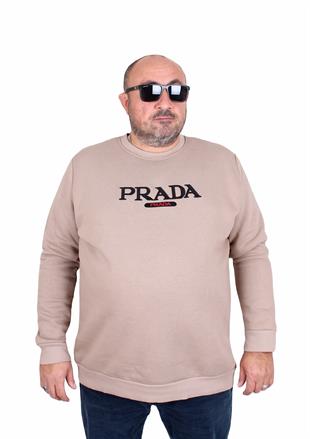 Erkek Büyük Beden Sıfır Yaka 3ip Sweat PRD 24207 CAMEL