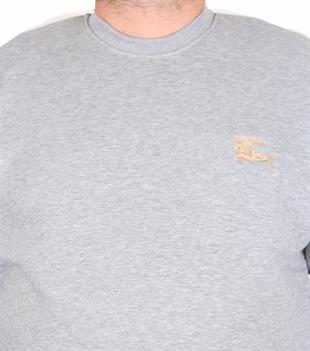 Erkek Büyük Beden Sıfır Yaka 3ip Sweat BRB 24206 GRI MELANJ