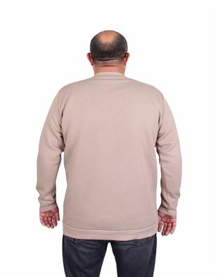 Erkek Büyük Beden Sıfır Yaka 3ip Sweat PRD 24207 CAMEL