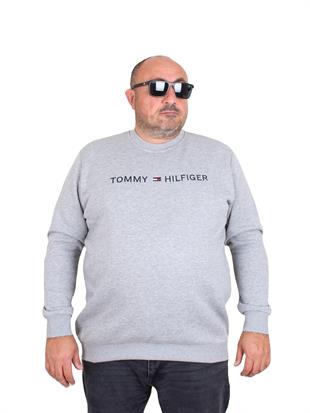 Erkek Büyük Beden Sıfır Yaka 3ip Sweat Tmmy 24204 GRI MELANJ