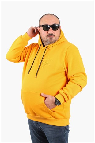 Starbattal Büyük Beden Kapüşonlu Sweat Twenty 22741 HARDAL