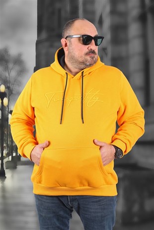Starbattal Büyük Beden Kapüşonlu Sweat Twenty 22741 HARDAL