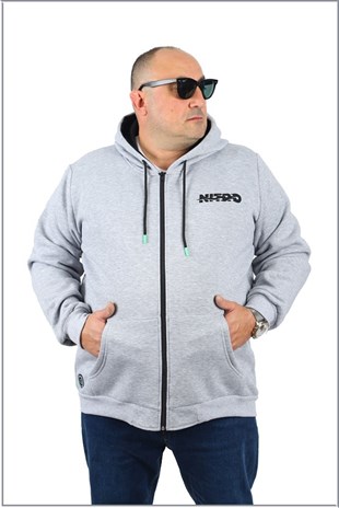 Starbattal Büyük Beden Sweatshirt Nitro 22739 GRI MELANJ