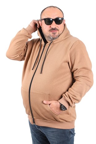 Starbattal Büyük Beden Unisex Kapüşonlu 3ip Sweat 11701 S.KAHVE