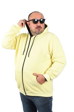 Starbattal Büyük Beden Unisex Kapüşonlu 3ip Sweat 11701 SARI