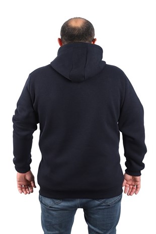 Starbattal Büyük Beden Unisex Kapüşonlu 3ip Sweat 11701 Koyu Lacivert