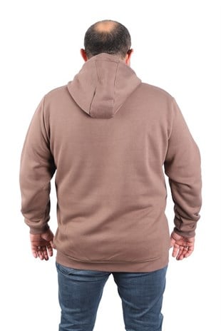 Starbattal Büyük Beden Unisex Kapüşonlu 3ip Sweat 11701 TABA