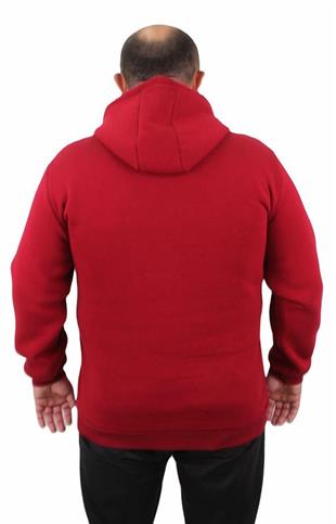 Starbattal Erkek Büyük Beden Kapuşonlu Sweat Paris 23209 BORDO