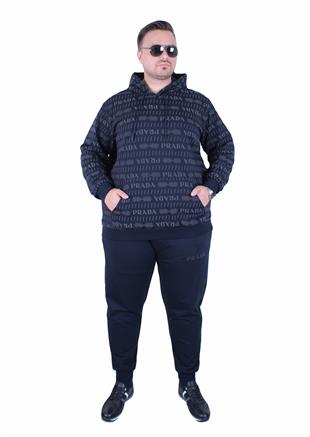 Erkek Büyük Beden 2 İplik Likralı Eşofman Takım PRD.TK25606 LACIVERT