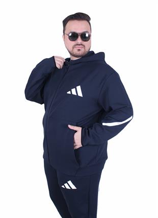 Erkek Büyük Beden Double Face Eşofman Takım ADDS TK25610 LACIVERT