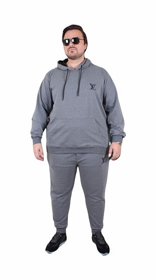 Erkek  Büyük Beden Eşofman Takım LVttn TK25601 ANTRASİT MELANJ