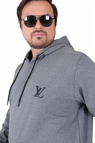 Erkek  Büyük Beden Eşofman Takım LVttn TK25601 ANTRASİT MELANJ