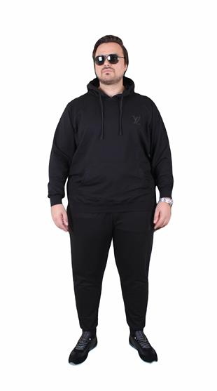 Erkek  Büyük Beden Eşofman Takım LVttn TK25601 SIYAH