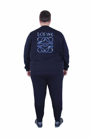 Erkek Büyük Beden 3 İplik Eşofman Takım Loewe TK25607 LACIVERT