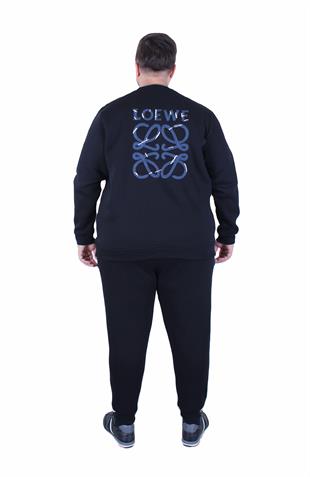 Erkek Büyük Beden 3 İplik Eşofman Takım Loewe TK25607 SIYAH