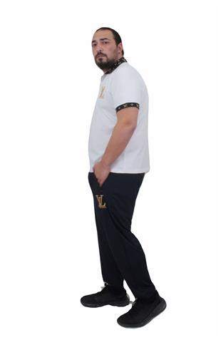 Erkek Büyük Beden yazlık üst Polo Yaka Eşofman Takım LW TK711 LACIVERT