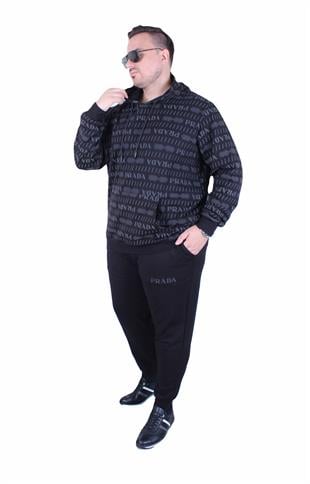 Erkek Büyük Beden 2 İplik Likralı Eşofman Takım PRD.TK25606 SIYAH