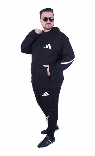 Erkek Büyük Beden Double Face Eşofman Takım ADDS TK25610 SIYAH