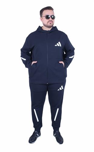 Erkek Büyük Beden Double Face Eşofman Takım ADDS TK25610 LACIVERT