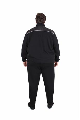 Erkek Büyük Beden Double Face Pike Eşofman Takım PRD.TK25604 SIYAH