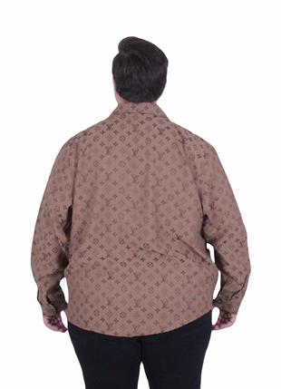 Erkek Büyük Beden Uzun Kollu Gömlek LV 25728 KAHVERENGİ