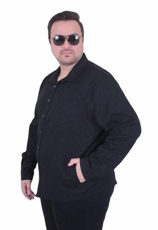 Erkek Büyük Beden Uzun Kollu Gömlek LV 25728 SIYAH
