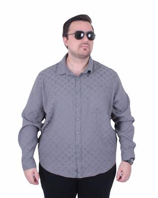 Erkek Büyük Beden Uzun Kollu Gömlek LV 25728 GRI