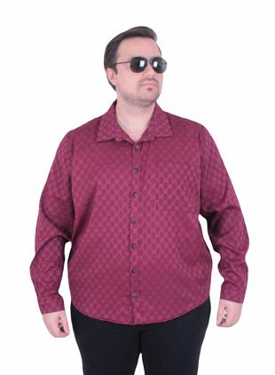 Erkek Büyük Beden Uzun Kollu Gömlek GCC 25729 BORDO