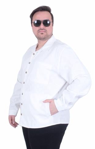 Erkek Büyük Beden Uzun Kollu Gömlek LV 25728 EKRU