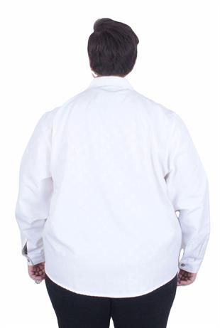 Erkek Büyük Beden Uzun Kollu Gömlek LV 25728 EKRU