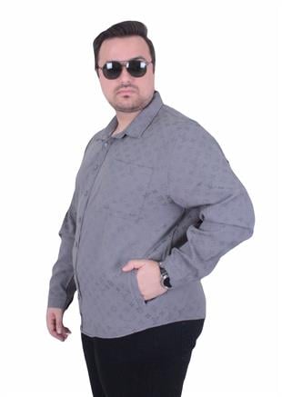 Erkek Büyük Beden Uzun Kollu Gömlek LV 25728 GRI