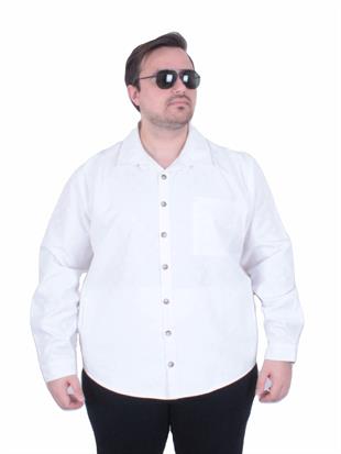 Erkek Büyük Beden Uzun Kollu Gömlek LV 25728 EKRU