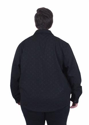 Erkek Büyük Beden Uzun Kollu Gömlek LV 25728 SIYAH