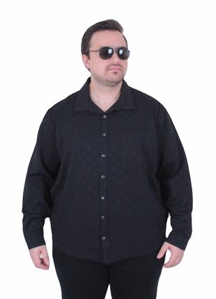 Erkek Büyük Beden Uzun Kollu Gömlek LV 25728 SIYAH