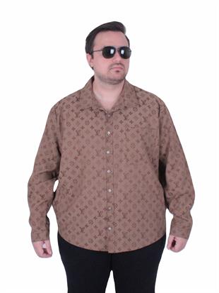 Erkek Büyük Beden Uzun Kollu Gömlek LV 25728 KAHVERENGİ