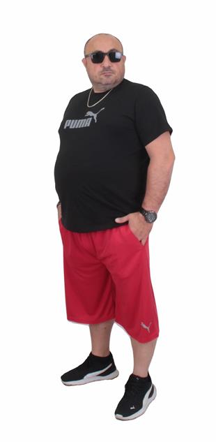 Erkek Büyük Beden Kapri-Kolsuz Tişört Takım PM TK721 KIRMIZI