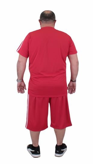 Erkek Büyük Beden Kapri-Tişört Takım ADDS TK719 KIRMIZI
