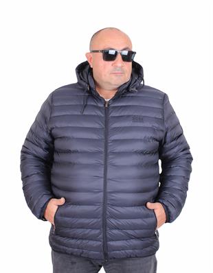 Erkek Büyük Beden Kapuşonlu Mont Bss 24825 LACIVERT