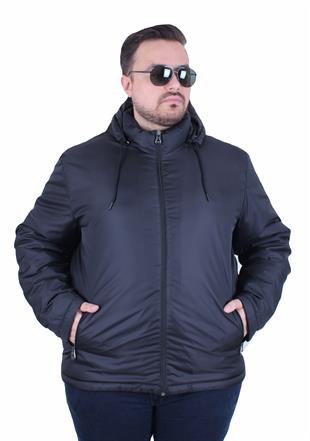 Erkek Büyük Beden Kapuşonlu Mont Arm.2502 SIYAH