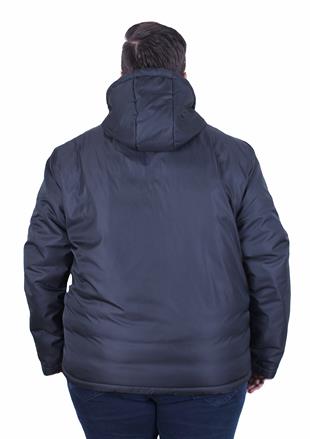 Erkek Büyük Beden Kapuşonlu Mont Arm.2502 SIYAH