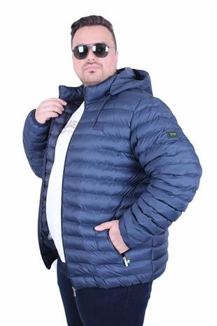 Erkek Büyük Beden Kapuşonlu Mont Bss 2501 LACIVERT