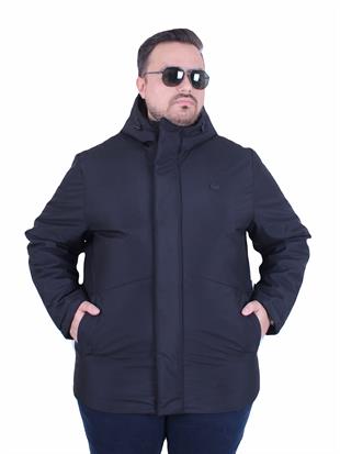 Erkek Büyük Beden Kapuşonlu Mont Lcst. 2503 SIYAH