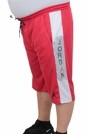 Erkek Büyük Beden Likralı Şort Damla Desen NKE 24638 KIRMIZI