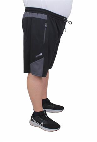 Erkek Büyük Beden Likralı Şort Damla Desen Dri Fit Nk 24639 SIYAH