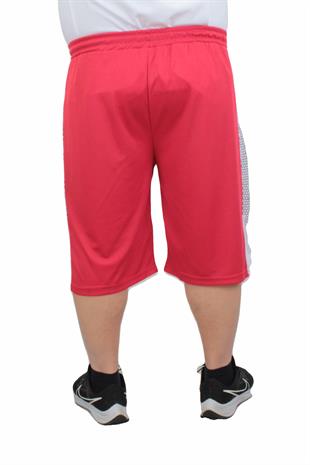 Erkek Büyük Beden Likralı Şort Damla Desen NKE 24638 KIRMIZI